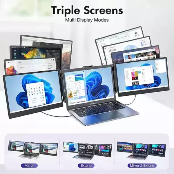 Gamvity S2 Triple Laptop Screen Extender 14" Fhd 1080p Ips Dual Portable Monitor For Laptop