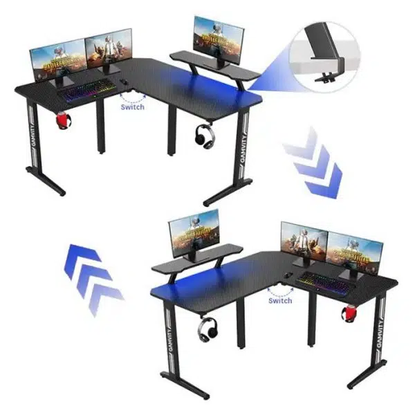 Gamvity Gaming Corner Modern L Shaped Computer Desk (140/130x60x73)cm - Black Tr-l