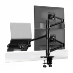 Gamvity 3-in-1 Adjustable Triple Monitor Arm Desk Mounts, Dual Desk Arm Stand/holder With Extra Tray Fits Laptops