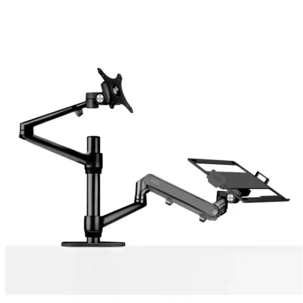 Gamvity Aluminum Height Adjust Desktop 17-32 Inch Monitor Mount Gas Spring Arm+12-17 Inch Laptop Holder Stand Full Motion Ol-3l Pro- Black