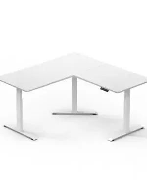 Gamvity L Shape Standing Ergonomic 3 Legs Stand Up Modern Furniture Table Electric Height Adjustable Desk(1000x1750mm) - White