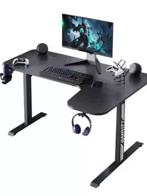 Gamvity Gaming L Shaped Gaming Desk 160x(60-100*)x75cm - Rigth Corner - Black