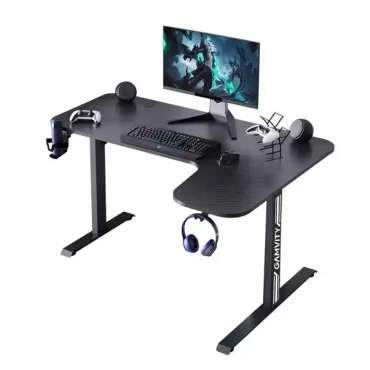 Gamvity Gaming L Shaped Gaming Desk 160x(60-100*)x75cm - Rigth Corner - Black